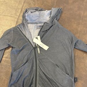 nununu Washed Gray Hooded Zip-Up Jacket